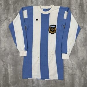 Vintage Erima Argentina AFA Shirt Men's M Striped Futbol FC Soccer Long Sleeve